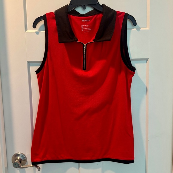 Laslulu Sleeveless Golf Shirt, L, Red with black trim, EUC - Picture 1 of 4